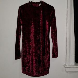 'Say What?' L Maroon Suede Longsleeve dress